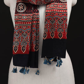 Ajrakh Hand Block Print Natural Dyed Mashru Silk Stole 32