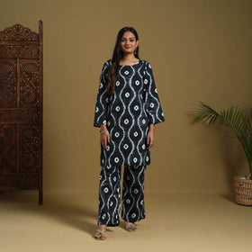  Black Tie & Dye Cotton Shibori Co-Ord Set 