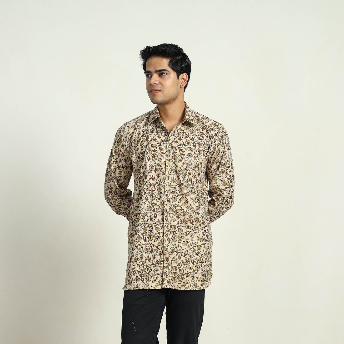 Pedana Block Print Cotton Men Kalamkari Shirt 08