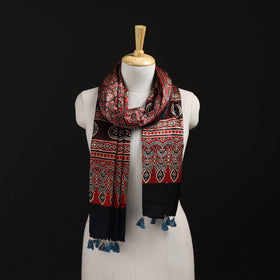 Ajrakh Hand Block Print Natural Dyed Mashru Silk Stole 33