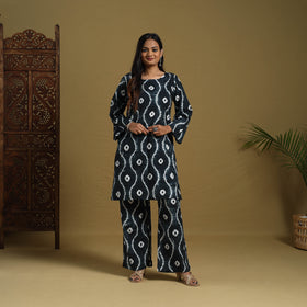  Black Tie & Dye Cotton Shibori Co-Ord Set 