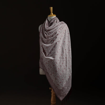 Pochampally Ikat Pure Handwoven Merino Wool x Silk Shawl 08