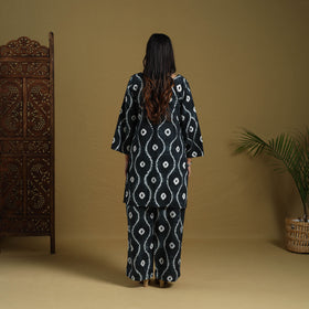  Black Tie & Dye Cotton Shibori Co-Ord Set 