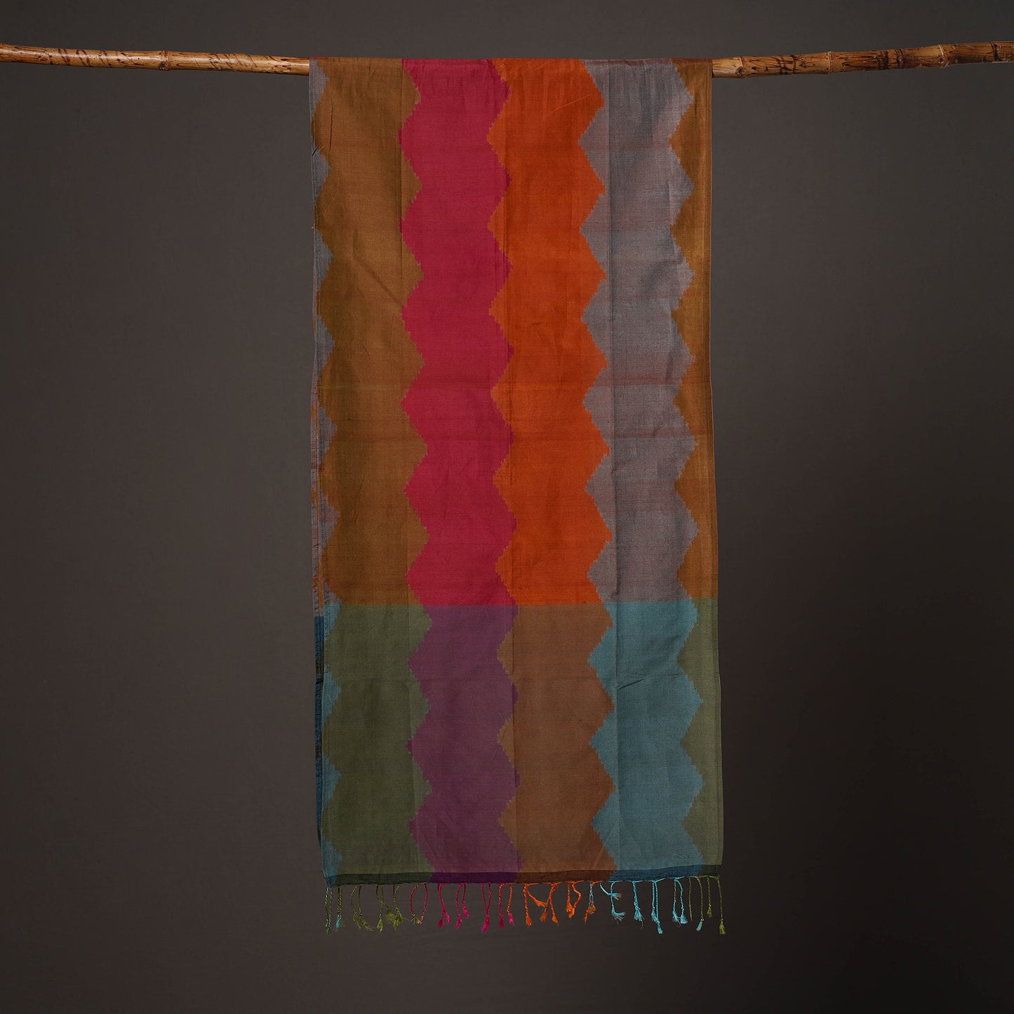 Handloom Silk Cotton Pochampally Ikat Stole 13