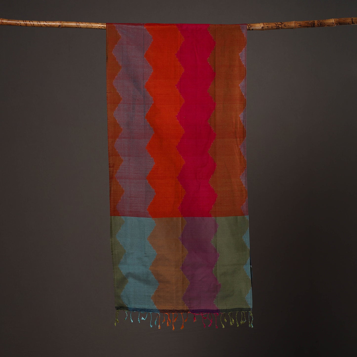 Handloom Silk Cotton Pochampally Ikat Stole 11