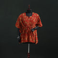 Red - Pipad Hand Block Print Natural Dyed Cotton Kaftan (Short) 40