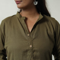 Niya Mehndi Green Flex Cotton Short Plain Kurta