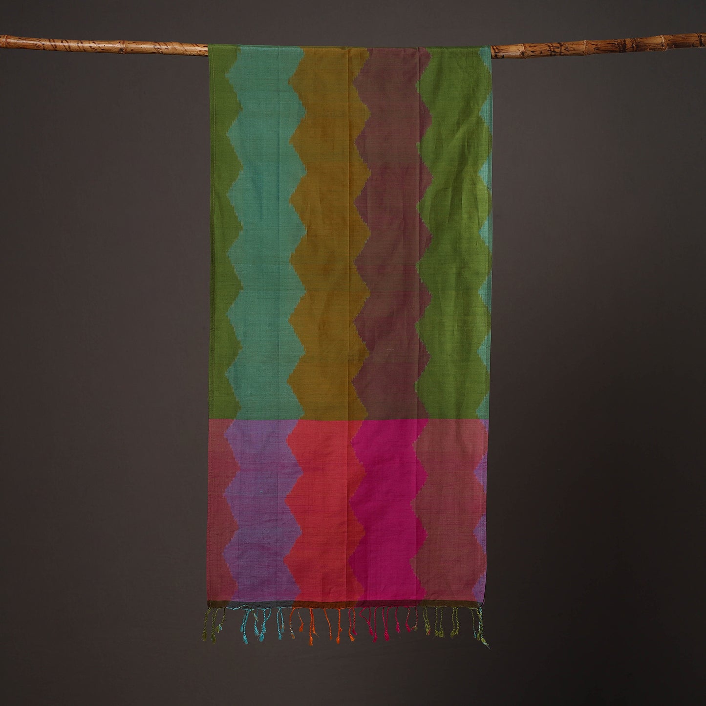 Handloom Silk Cotton Pochampally Ikat Stole 10