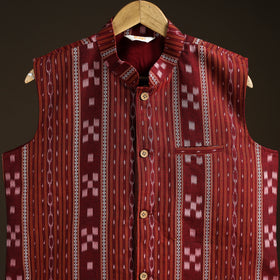 Sambalpuri Ikat Weave Cotton Men Nehru Jacket 14