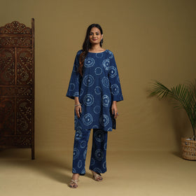 Buy Blue Tie & Dye Cotton Shibori Co-Ord Set Online in India