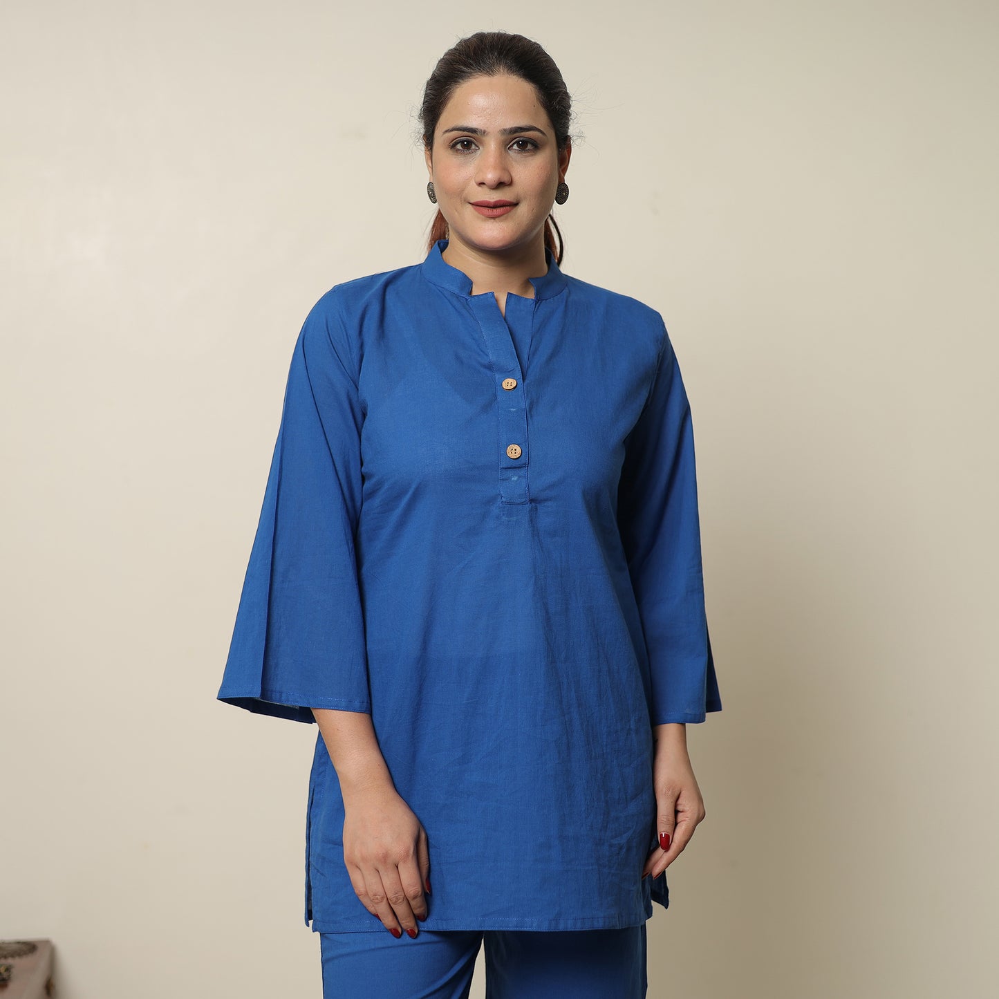 Blue - Plain Dyed Cotton Co-Ord Set 07