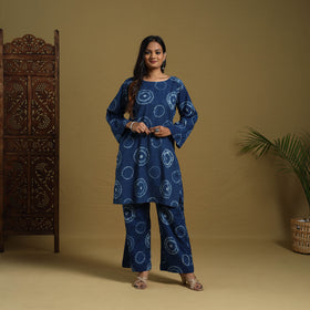 Buy Blue Tie & Dye Cotton Shibori Co-Ord Set Online in India