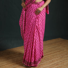 Sanganeri Hand Block Print Pure Mul Cotton Ready To Wear Saree  01