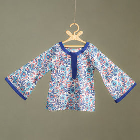 Girls Gota Work Floral Block Print Cotton Kurta with Sharara Set (3-4 Years) 13