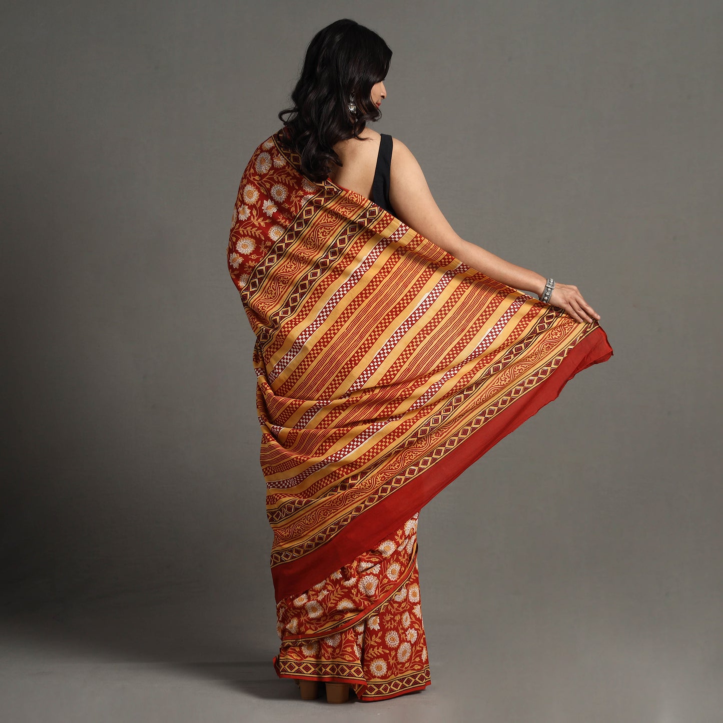 block printed saree