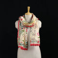 Ranihati Chanderi Silk Hand Embroidered Stole with Pom Pom 280