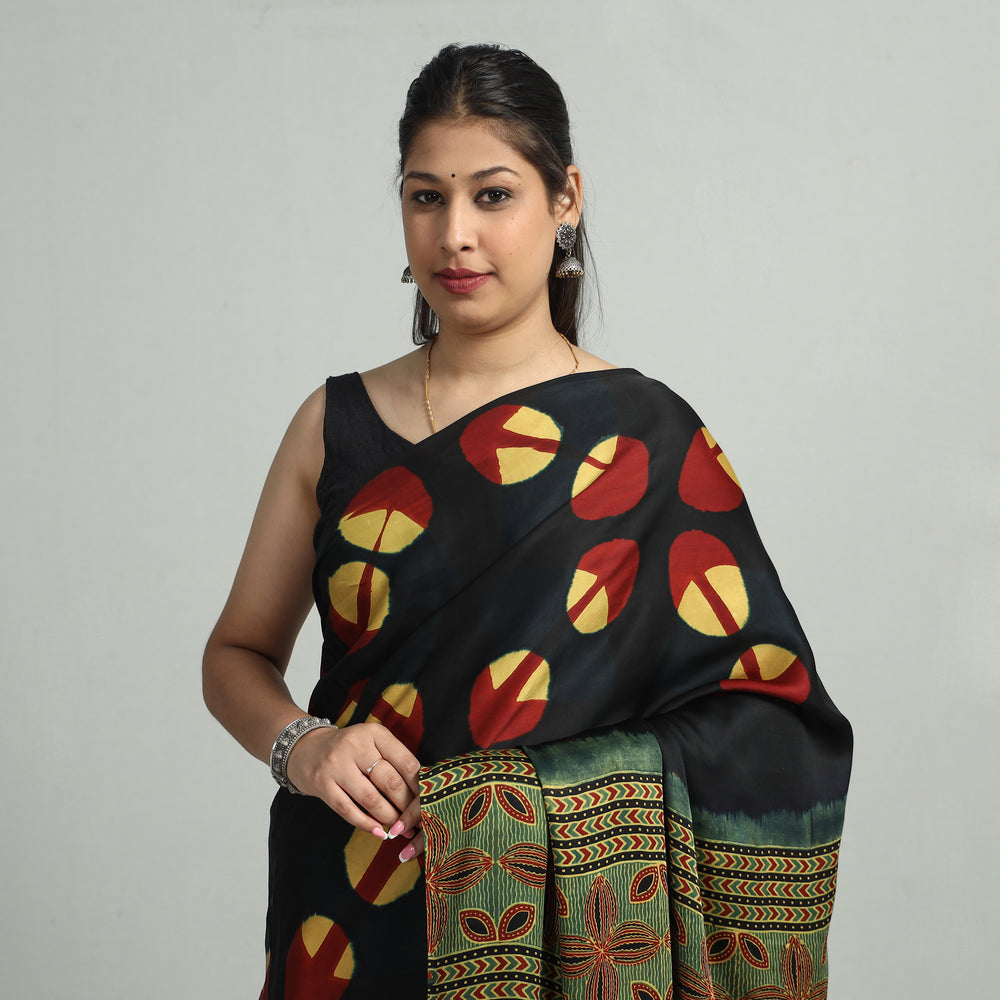 Ajrakh Modal Silk Saree