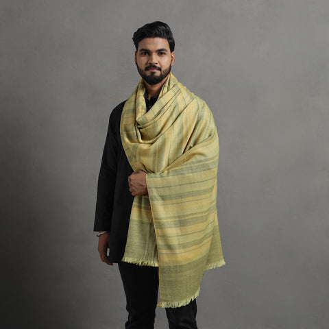 Yellow - Kumaun Handwoven Merino Wool Shawl for Men 97