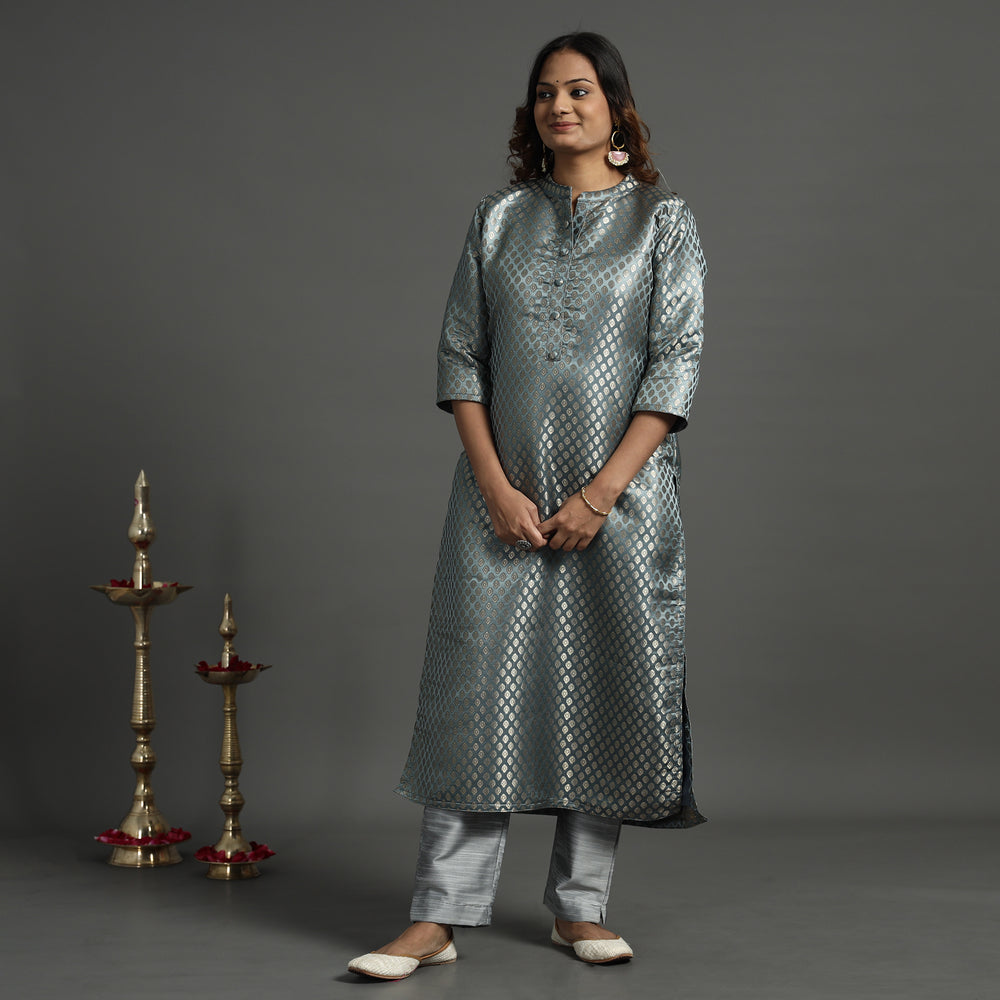  Elegant Banarasi Brocade Silk Kurta with Pant Set