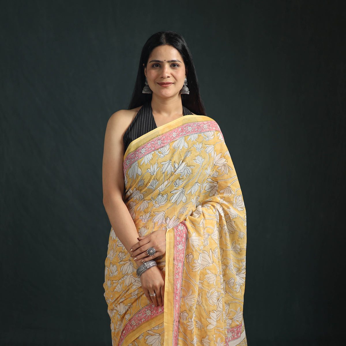 Sanganeri Hand Block Print Pure Mul Cotton Ready To Wear Saree  02