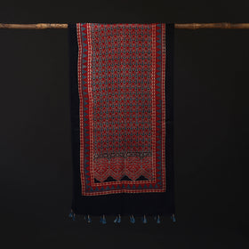Ajrakh Hand Block Print Natural Dyed Mashru Silk Stole 04