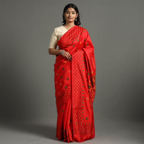 Kantha embroidery Saree