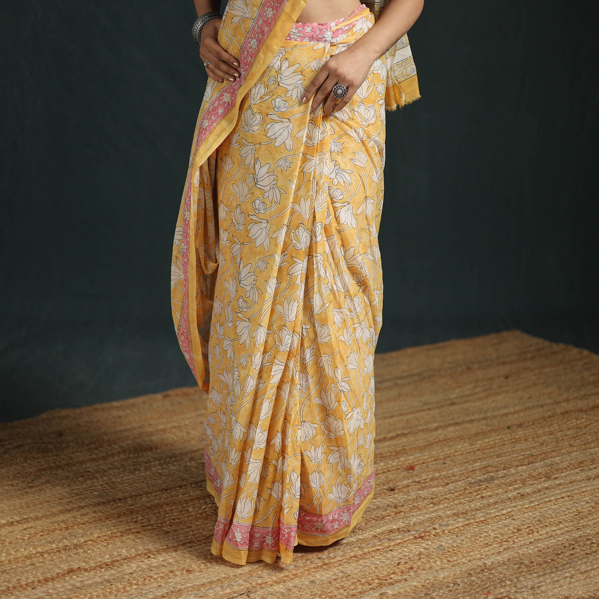 Sanganeri Hand Block Print Pure Mul Cotton Ready To Wear Saree  02