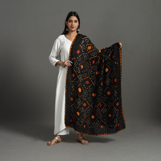 Black - Kutch Tie-Dye Cotton Bandhani Dupatta 07