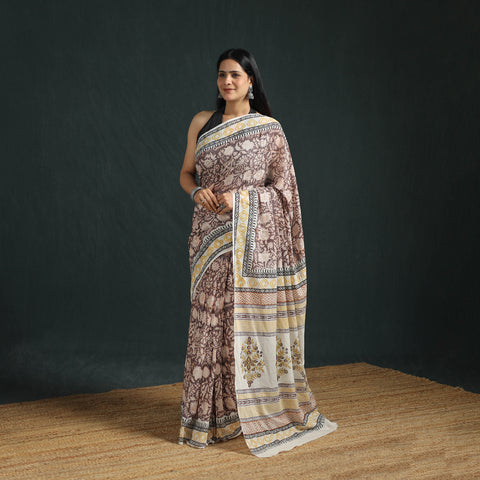 Sanganeri Hand Block Print Pure Mul Cotton Ready To Wear Saree 03