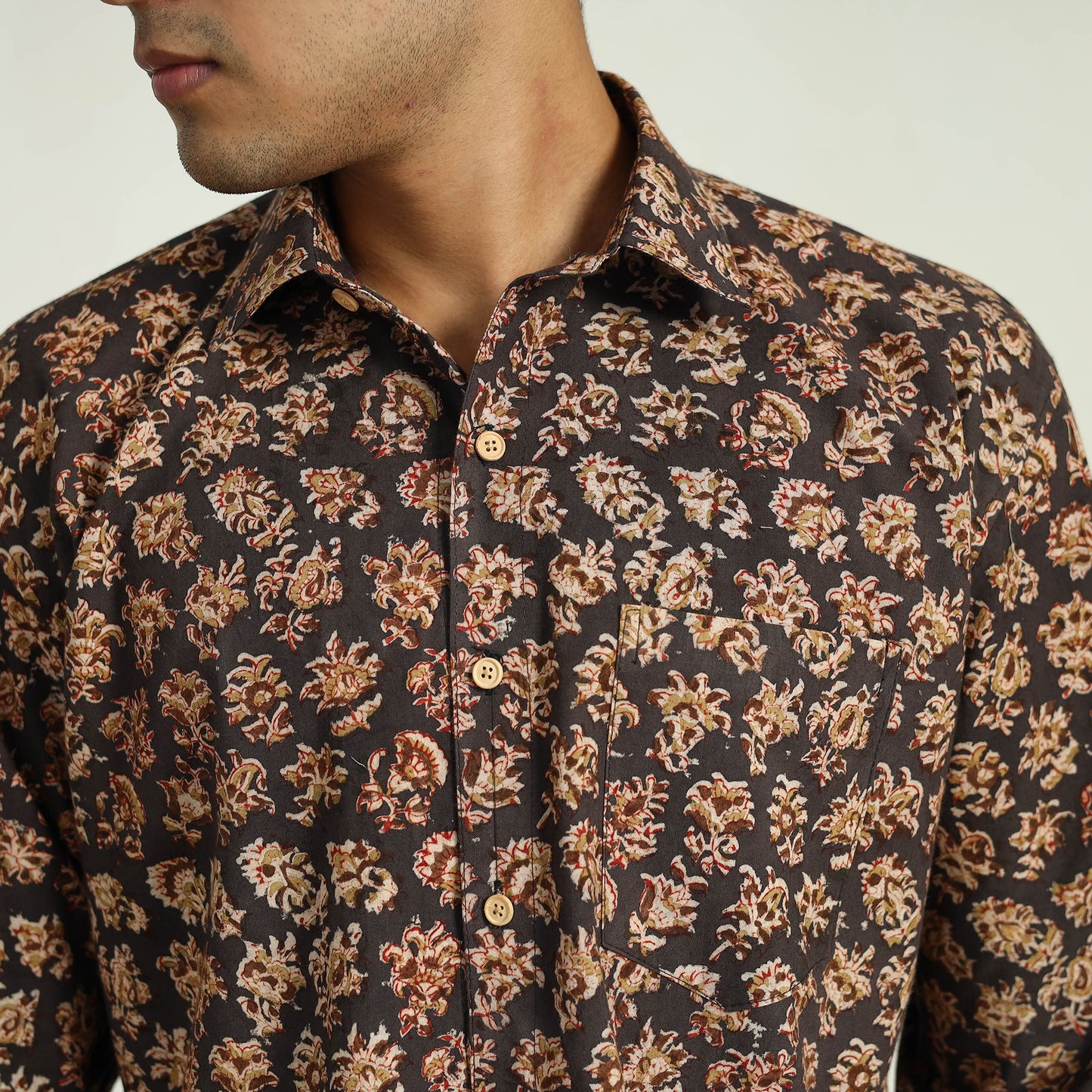 Pedana Block Print Cotton Men Kalamkari Shirt 12