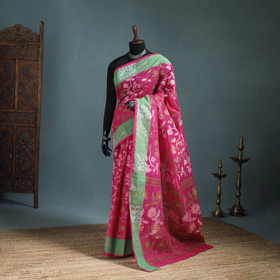 Pure Cotton Handloom Bengal Tant Saree with Zari & Thread Work 03