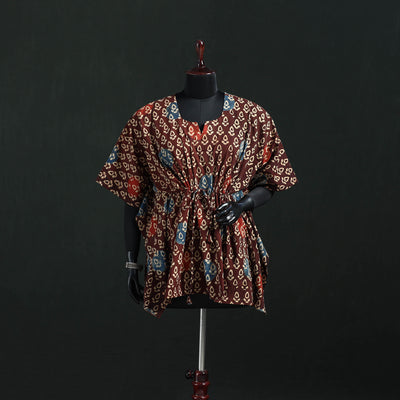 Multicolor - Ajrakh Hand Block Print Natural Dyed Cotton Kaftan (Short) 41