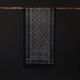 Ajrakh Hand Block Print Natural Dyed Mashru Silk Stole 08