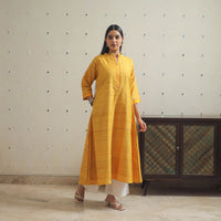 Yellow - Bhagalpuri Handwoven Desi Tussar Silk Plain Kurta 04