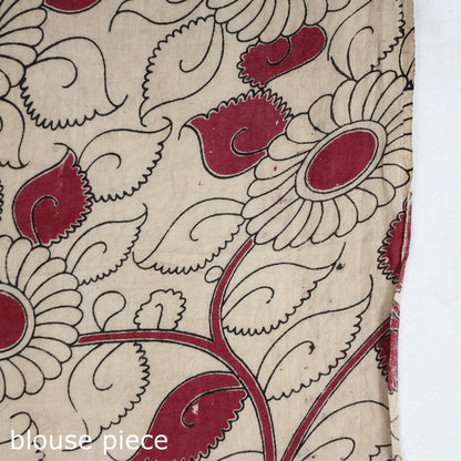 Brown - Nellore Kalamkari Printed Cotton Saree with Blouse Piece 16