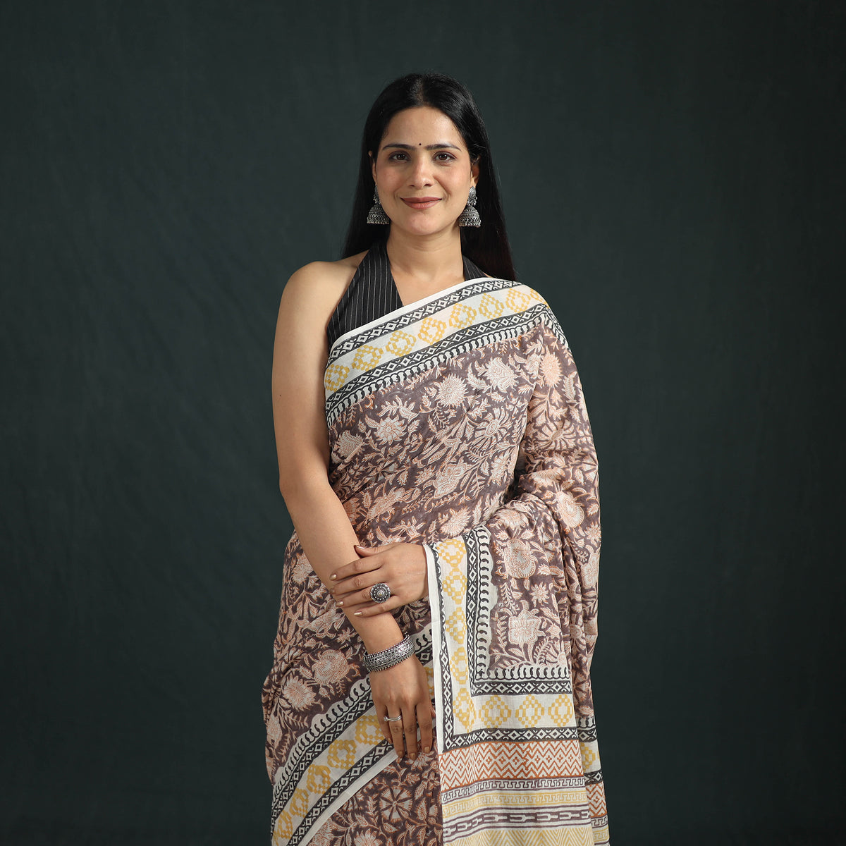 Sanganeri Hand Block Print Pure Mul Cotton Ready To Wear Saree  03