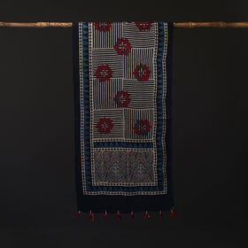 Ajrakh Hand Block Print Natural Dyed Mashru Silk Stole 10