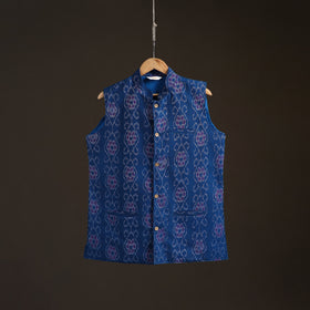 Sambalpuri Ikat Weave Cotton Men Nehru Jacket 06