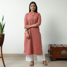 Brown - Jacquard Cotton Straight Kurta 08