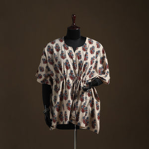 Natural Dyed Hand Block Ajrakh Print Cotton Kaftan (Short) 50