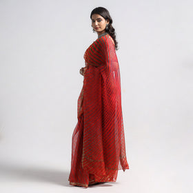  Red Leheriya Tie-Dye Kota Doria Silk Saree Online
