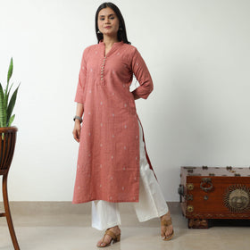Brown - Jacquard Cotton Straight Kurta 08