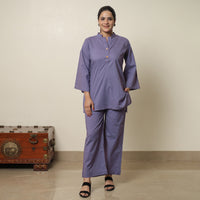 Purple - Plain Dyed Cotton Co-Ord Set 09