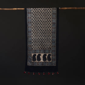 Ajrakh Hand Block Print Natural Dyed Mashru Silk Stole 11