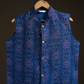 Sambalpuri Ikat Weave Cotton Men Nehru Jacket 06