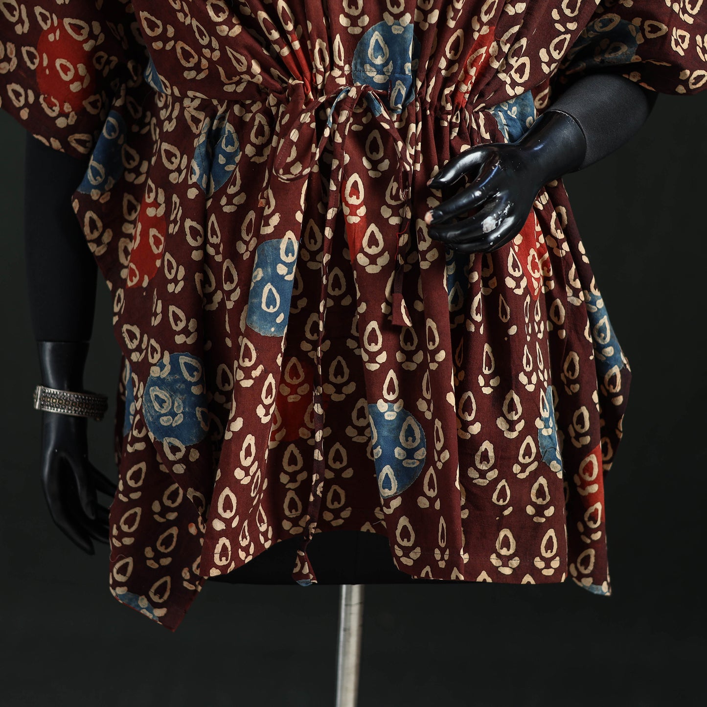 Multicolor - Ajrakh Hand Block Print Natural Dyed Cotton Kaftan (Short) 41