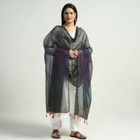 Black - Leheriya Tie-Dye Kota Doria Cotton Dupatta with Tassels 62