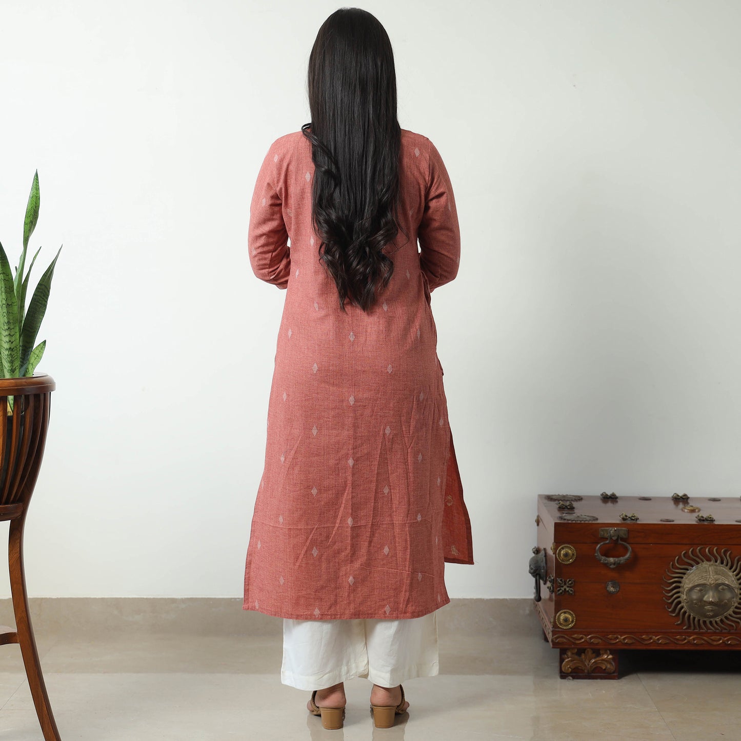 Brown - Jacquard Cotton Straight Kurta 08