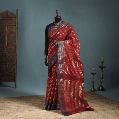 Pure Cotton Handloom Bengal Tant Saree with Zari & Thread Work 04