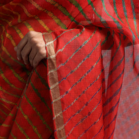  Red Leheriya Tie-Dye Kota Doria Silk Saree Online